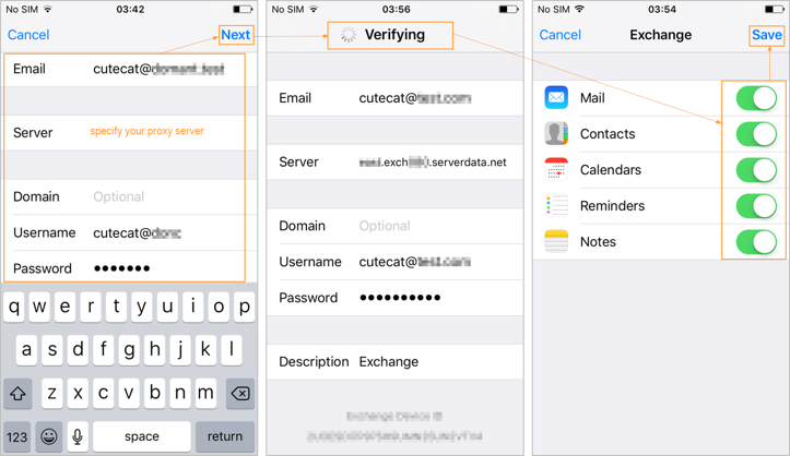 iOS syncing options for Exchange mailbox