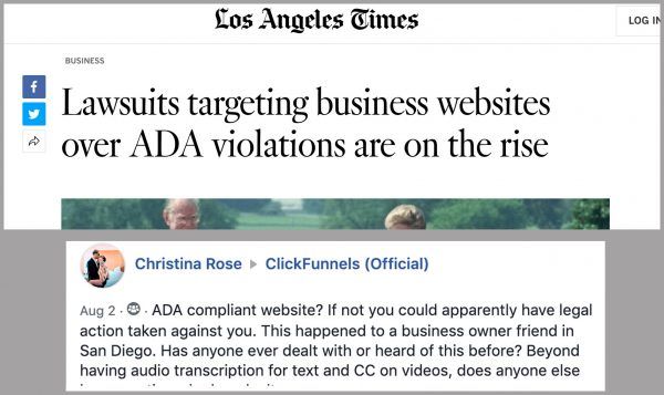 Lawsuits targeting business websites over ADA violations are on the rise